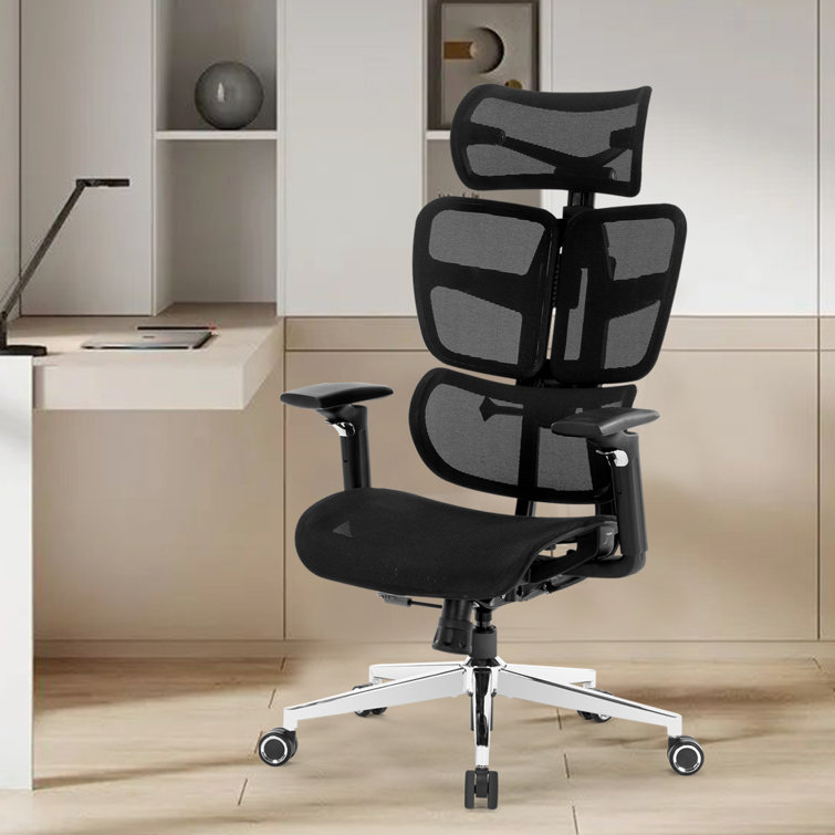 Latashia Ergonomic Office Chair Mesh Big and Tall Computer Desk Chair Adjustable Lumbar Support Backrest Headrest